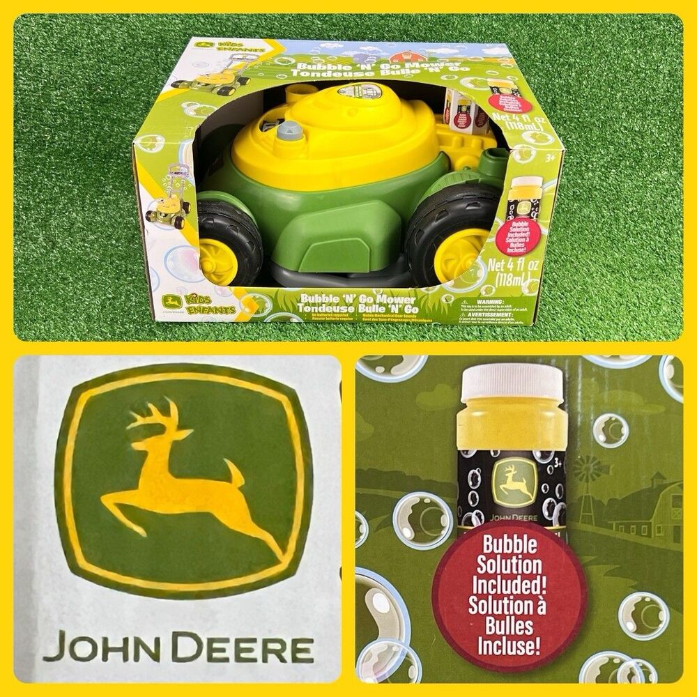 John Deere Bubble 'N' Go Lawn Mower Toy Bubble‎ Solution Toddler’s Holiday Gift